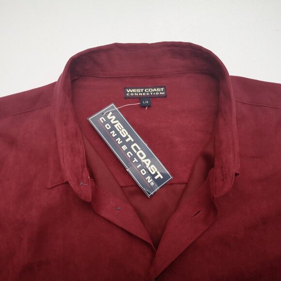 NWT West Coast Connection Men's Size Large Red Button Front Shirt - Picture 4 of 11